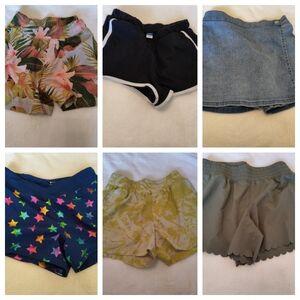 6 Pairs Girl's Shorts Size 10-12 Multiple Colors & Brands Bundle Lot Skort